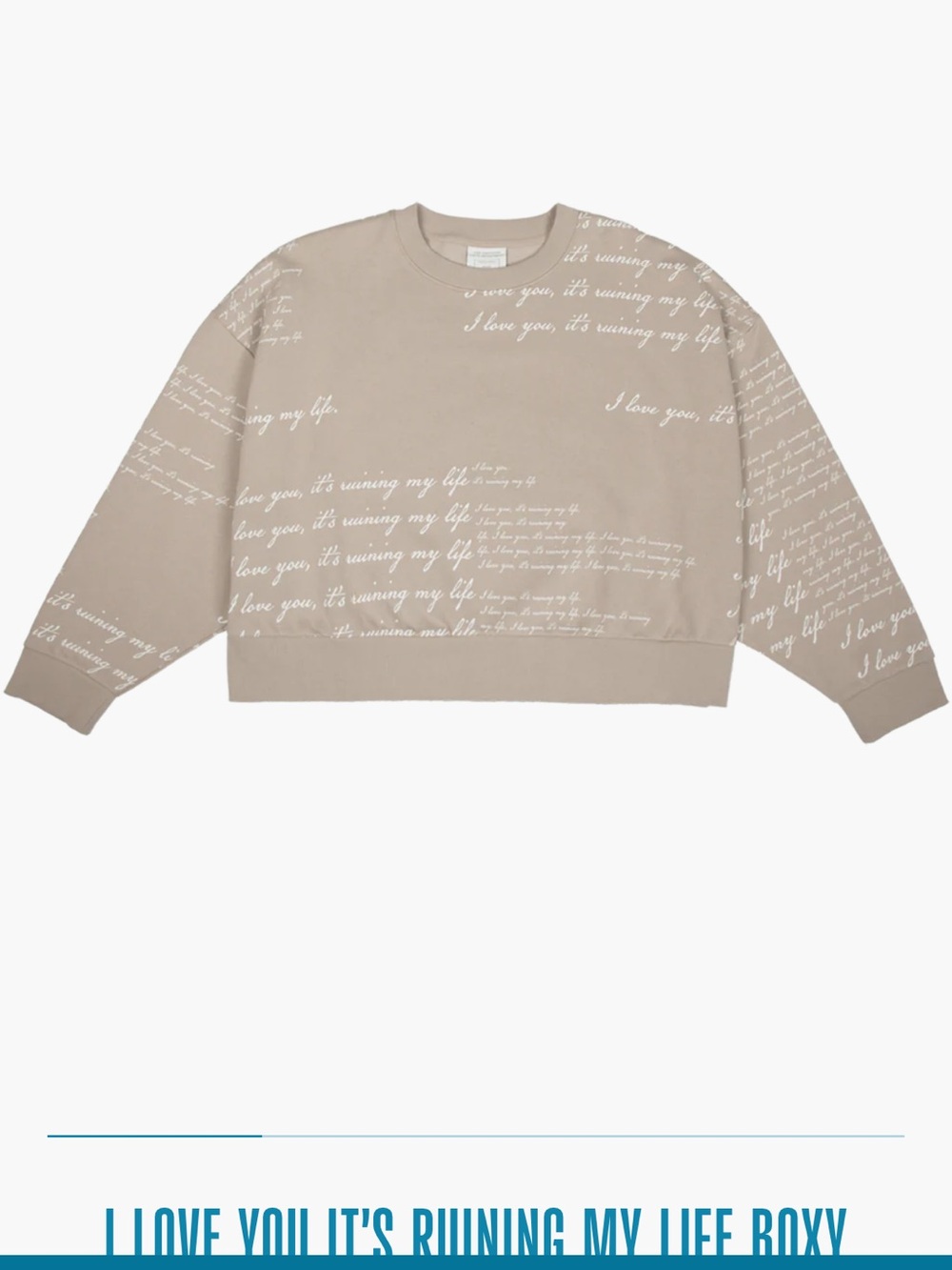 Taylor Swift Beige Cropped TTPD Sweatshirt